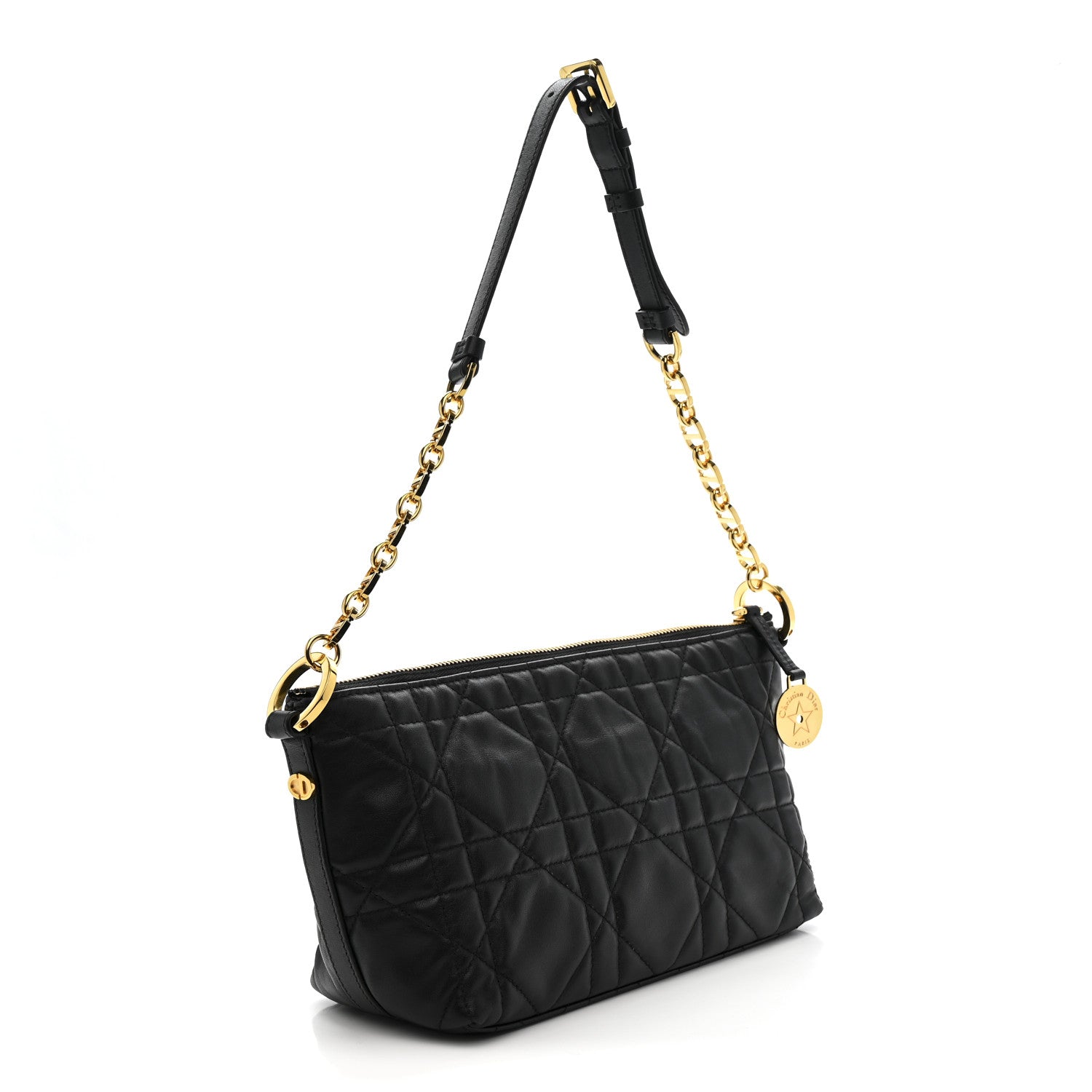 Lambskin Macrocannage DiorStar Hobo Bag Black