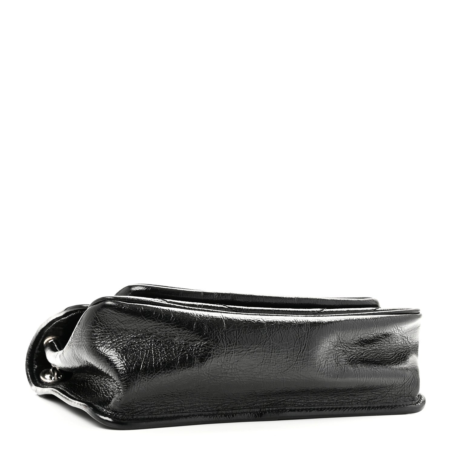 Crinkled Calfskin Matelasse Monogram Medium Niki Chain Satchel Black