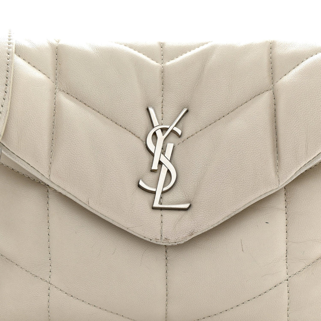 Lambskin Quilted Toy Loulou Puffer Monogram Chain Satchel Crema Soft