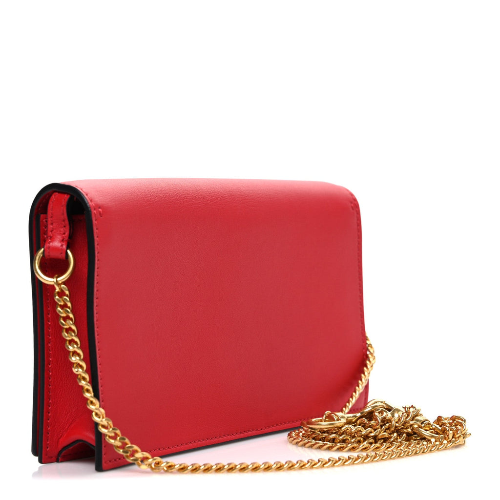 Calfskin Love Lab Go Logo Chain Pouch Rouge Pur