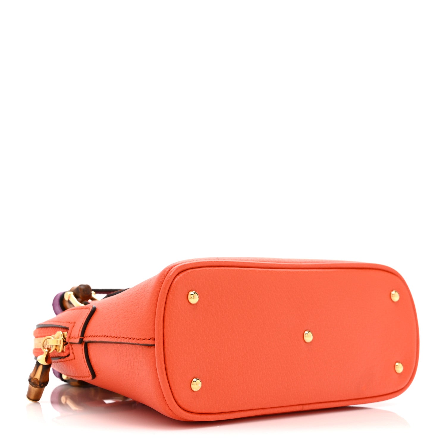 Textured Dollar Calfskin Mini Diana Dome Tote Bag Deep Orange Spicy Cyclamin
