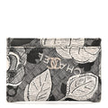Coated Canvas Lambskin Quilted Camellia  Holder Black White