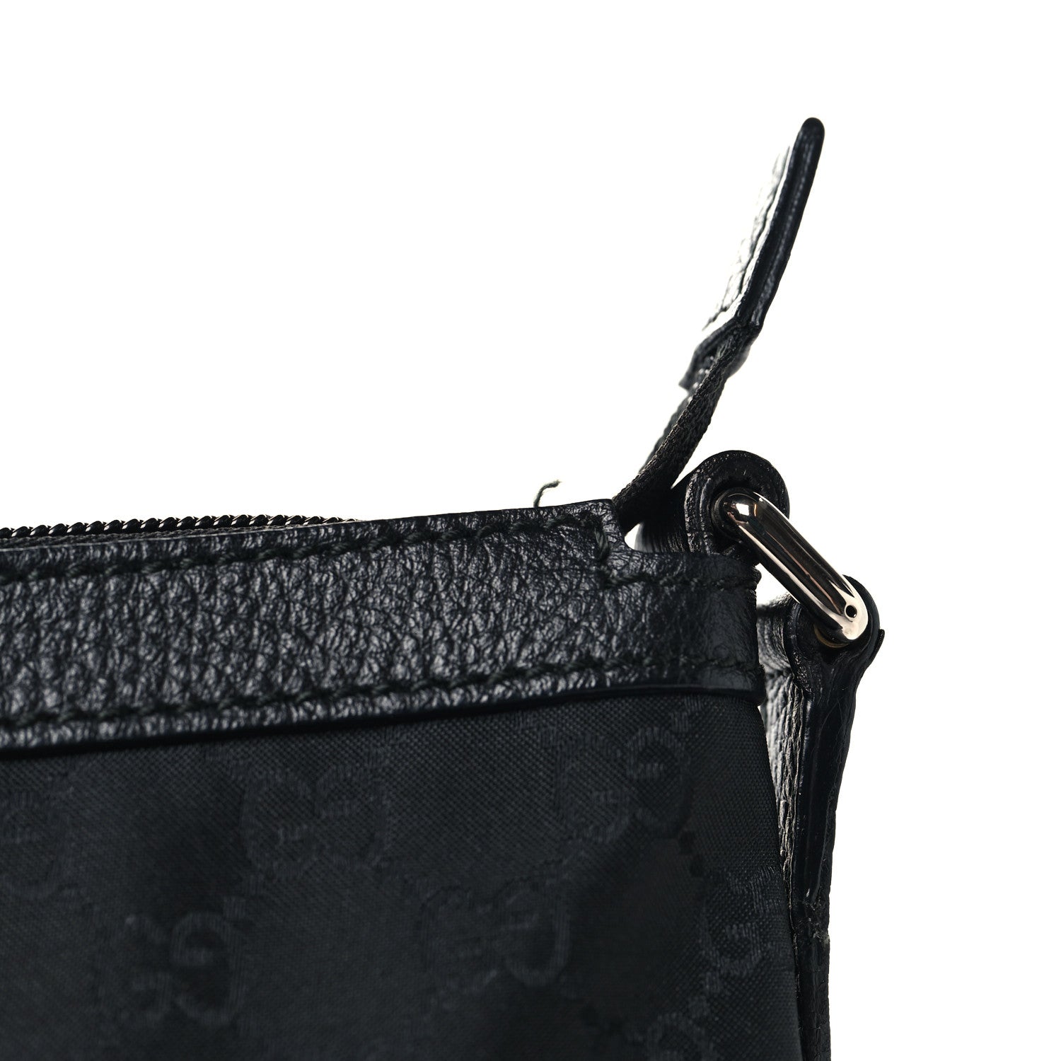 Denim Monogram Large Half Moon Hobo Black
