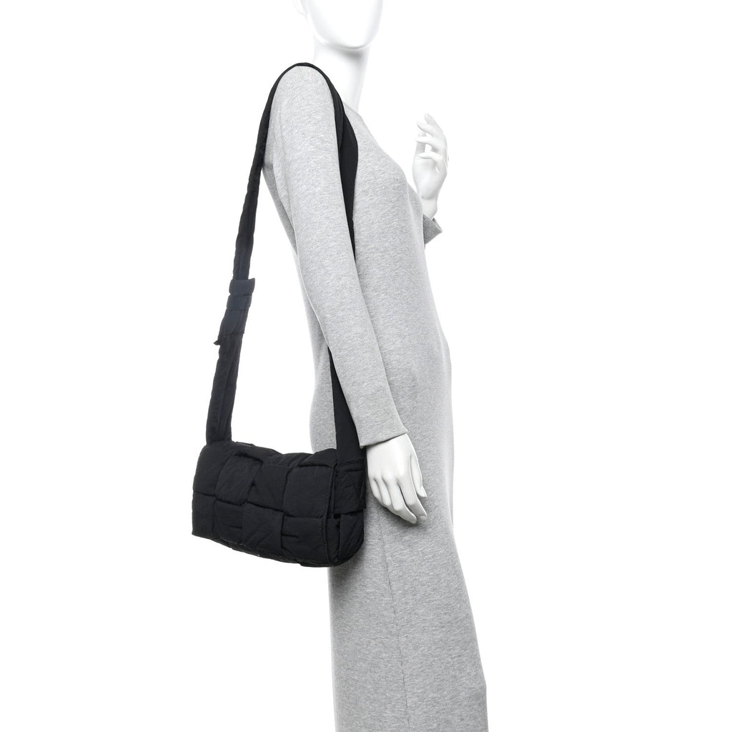 Nylon Intrecciato Padded Tech Cassette Bag Black