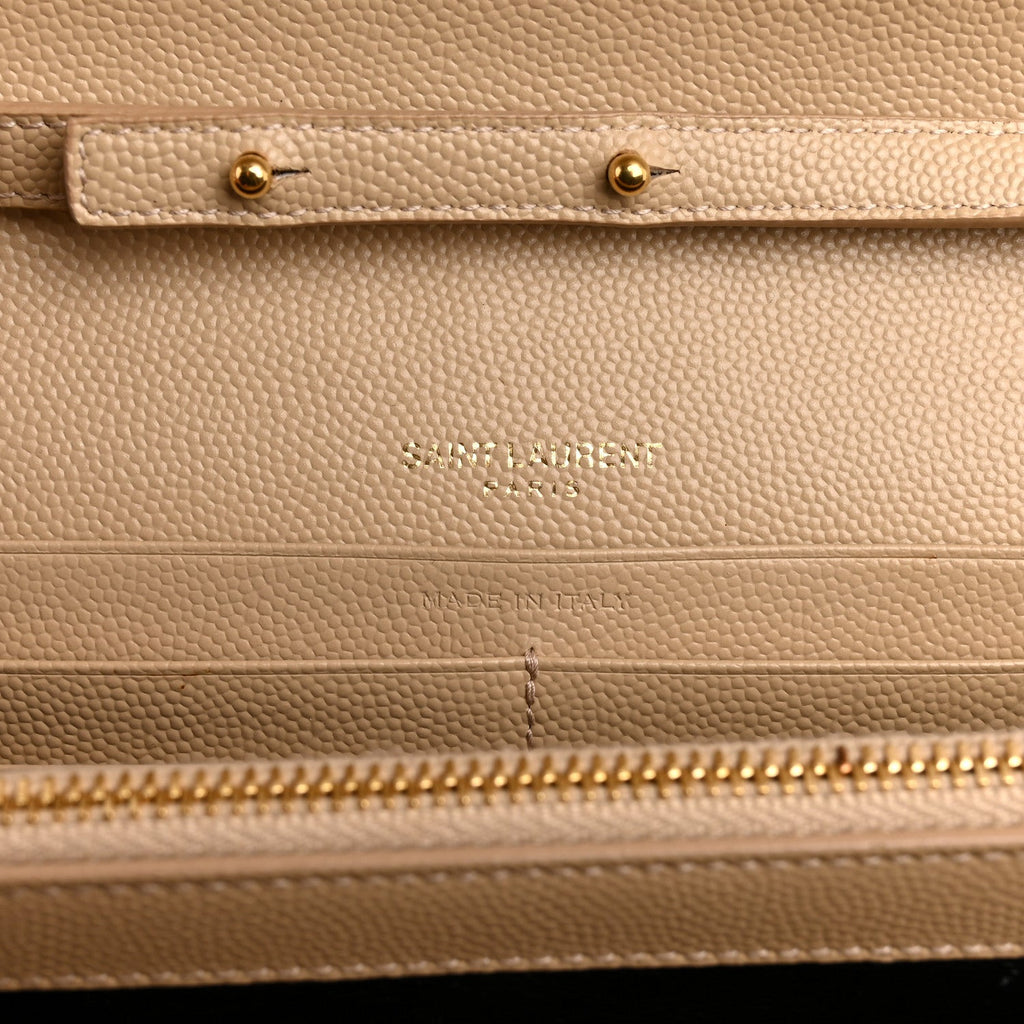 Grain De Poudre Matelasse Chevron Monogram Chain Wallet Dark Beige