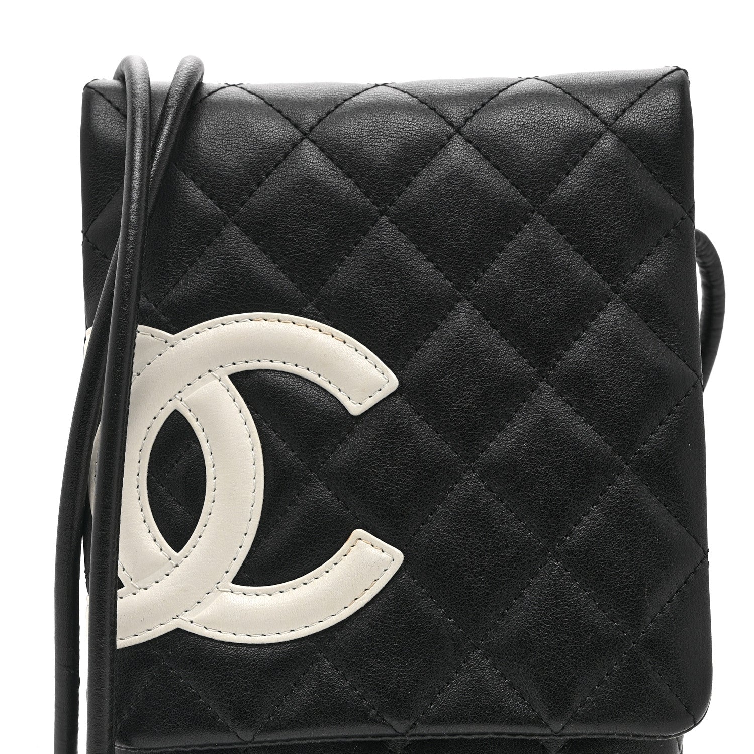 Calfskin Quilted Cambon Crossbody Messenger Black White