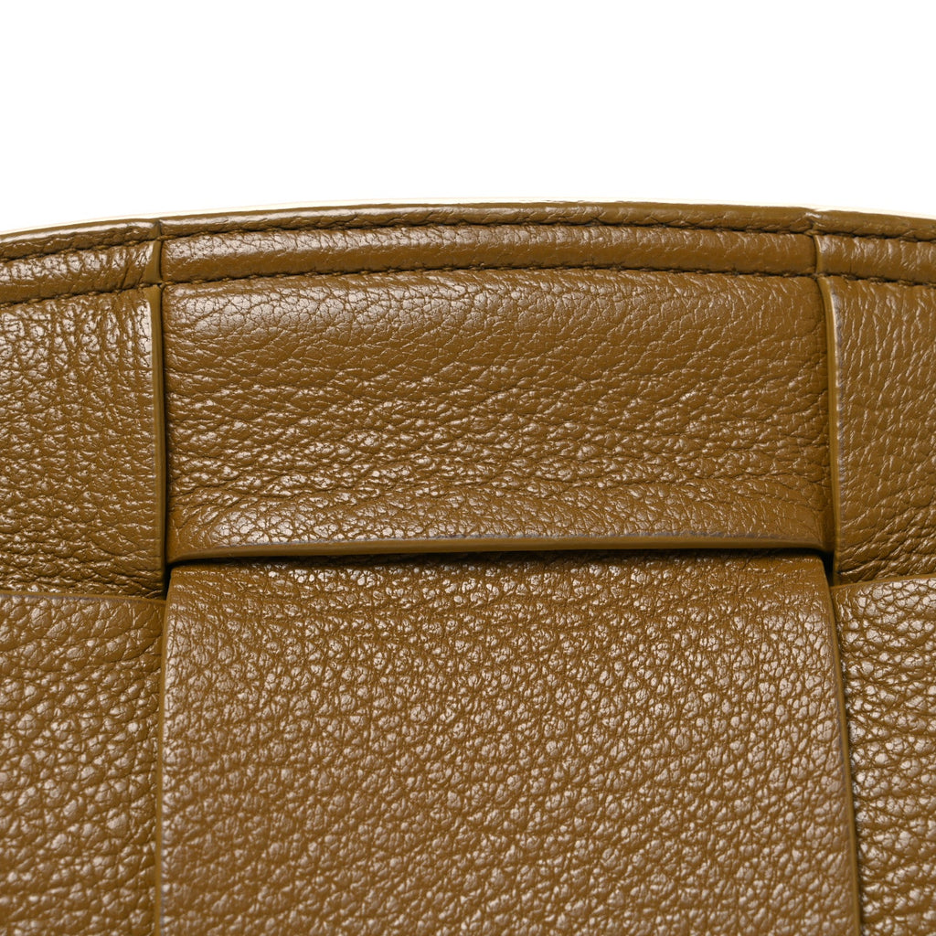 Grained Calfskin Maxi Intrecciato Small Arco Moutarde