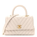 Calfskin Chevron Quilted Mini Coco Handle Flap Rose Pale