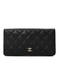 Caviar Quilted Yen Wallet Black
