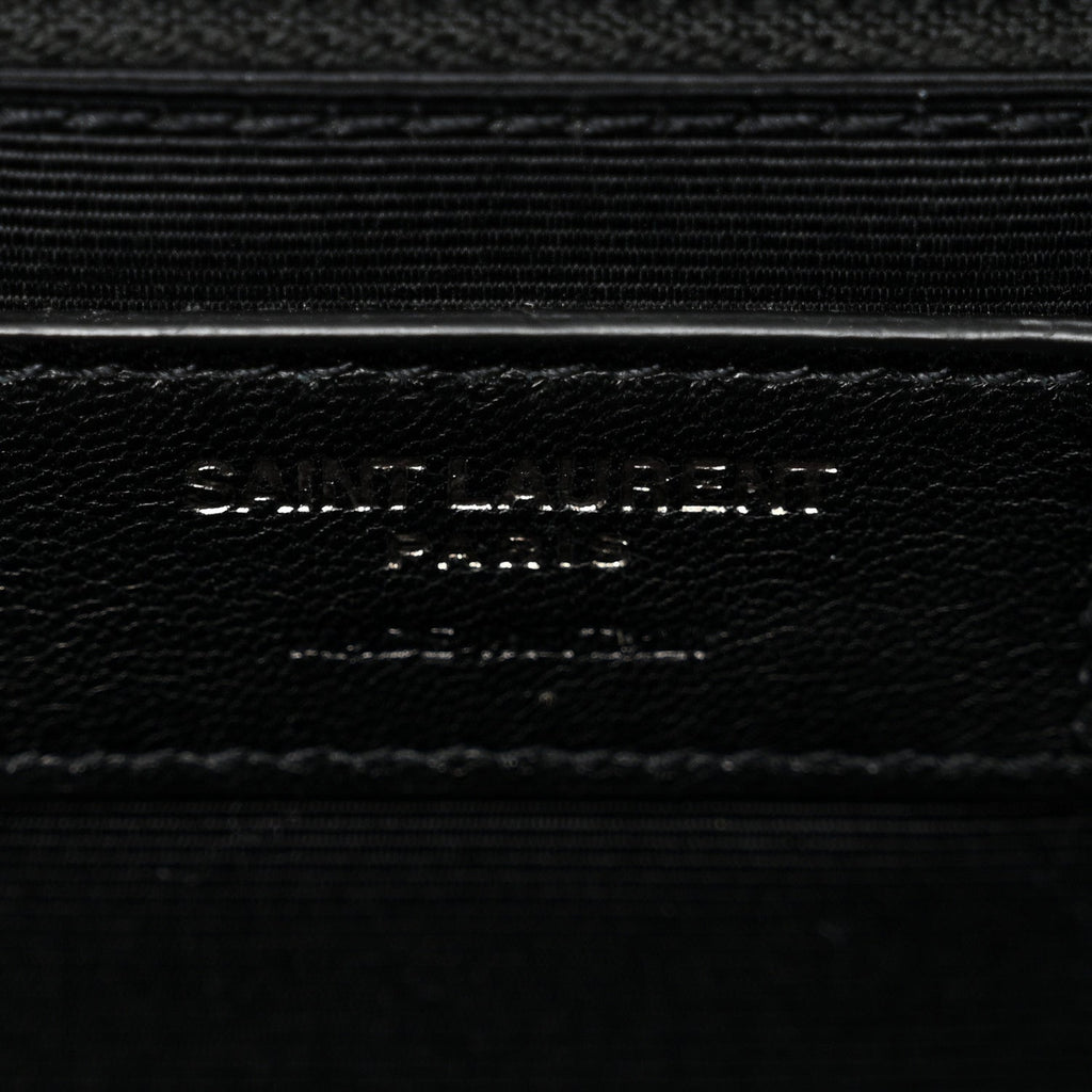 Calfskin Crocodile Embossed Monogram Large Satchel Black