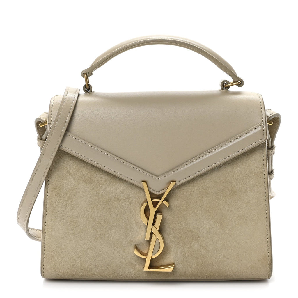 Kid Suede Smooth Calfskin Mini Classic Monogram Cassandra Top Handle Sea Salt