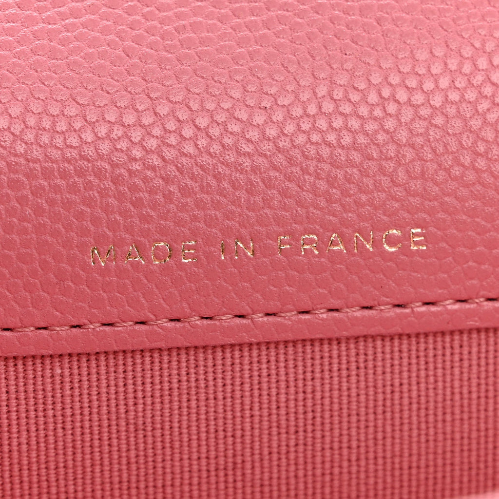 Caviar Quilted Flap  Holder Wallet Pink