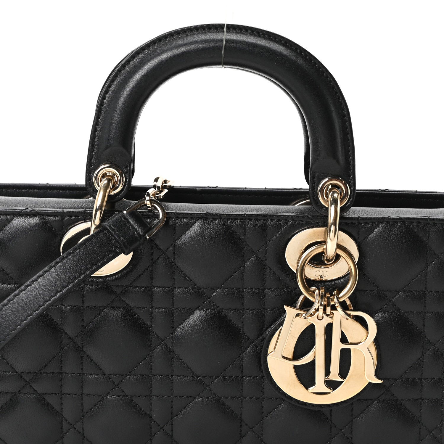 Lambskin Cannage Medium Lady D-Joy Black