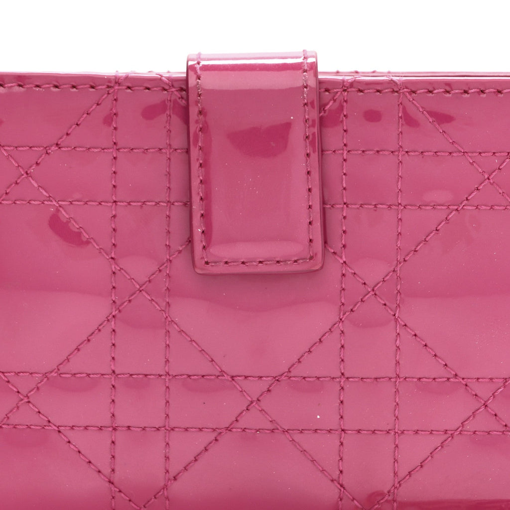 Patent Cannage Lady Dior Eden Wallet Fuchsia