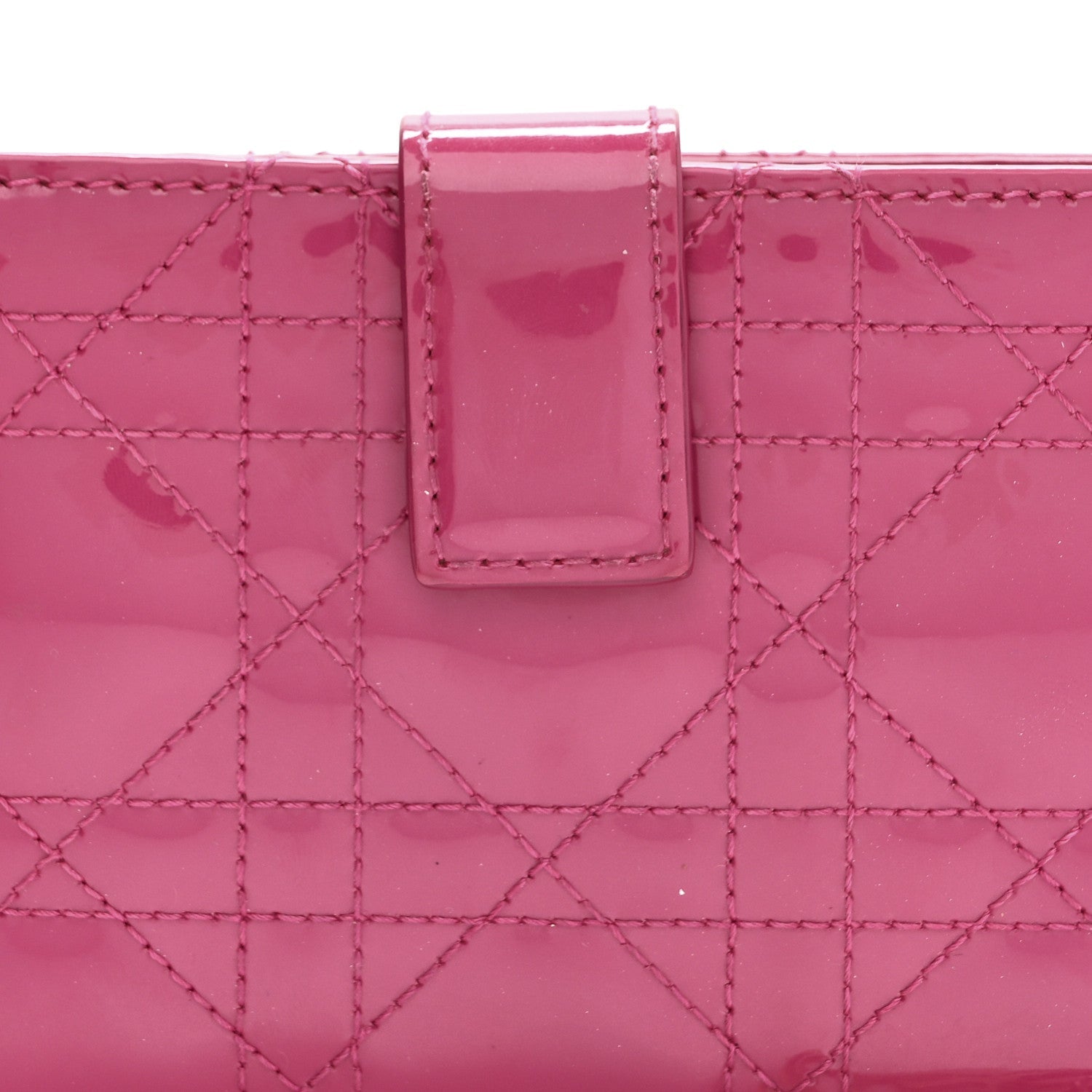 Patent Cannage Lady Dior Eden Wallet Fuchsia