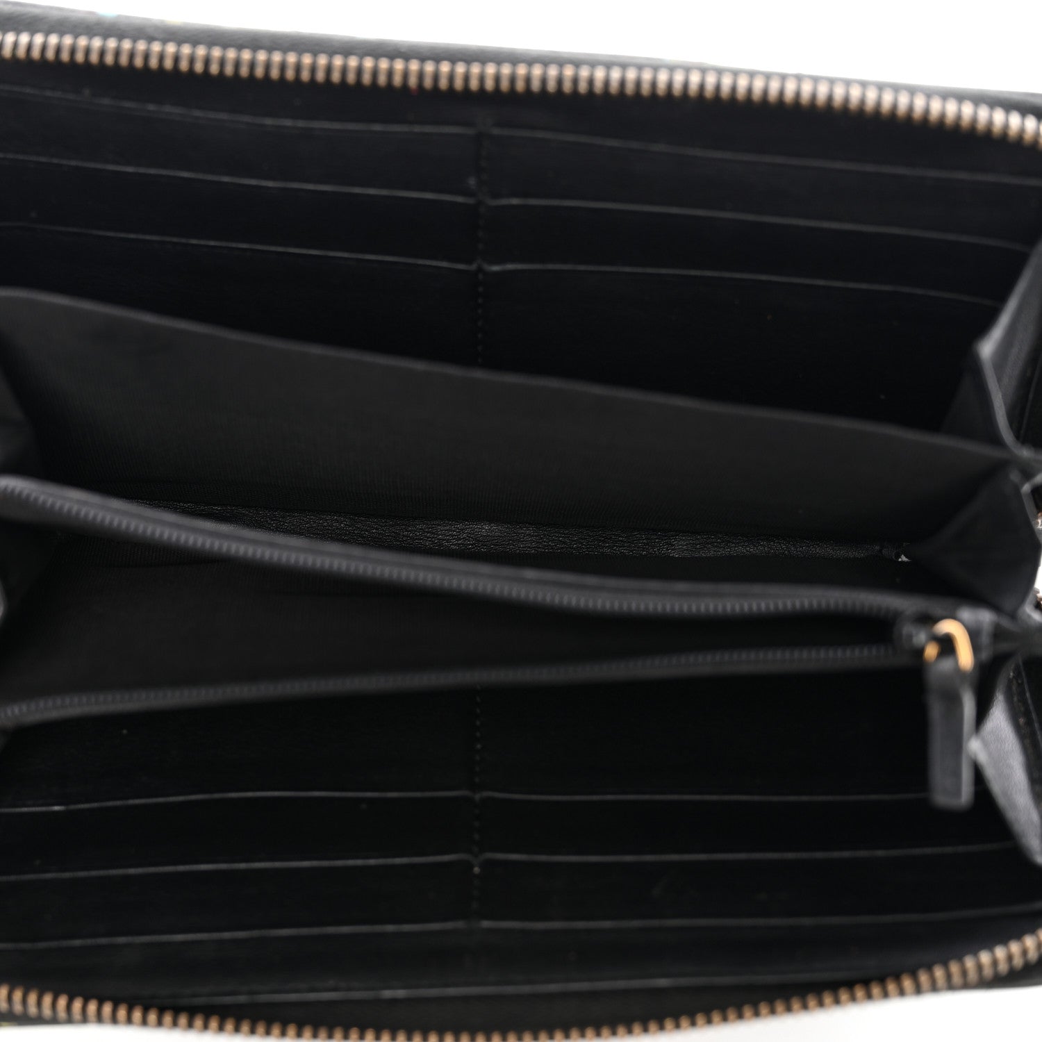 Calfskin Matelasse GucciGhost GG Marmont Zip Around Wallet Black New Acquamarine