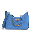 Re-Nylon Saffiano Stitched Mini Re-Edition 1995 Chaine Shoulder Bag Blue