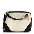 Lambskin Chevron Quilted Camera Case Black White