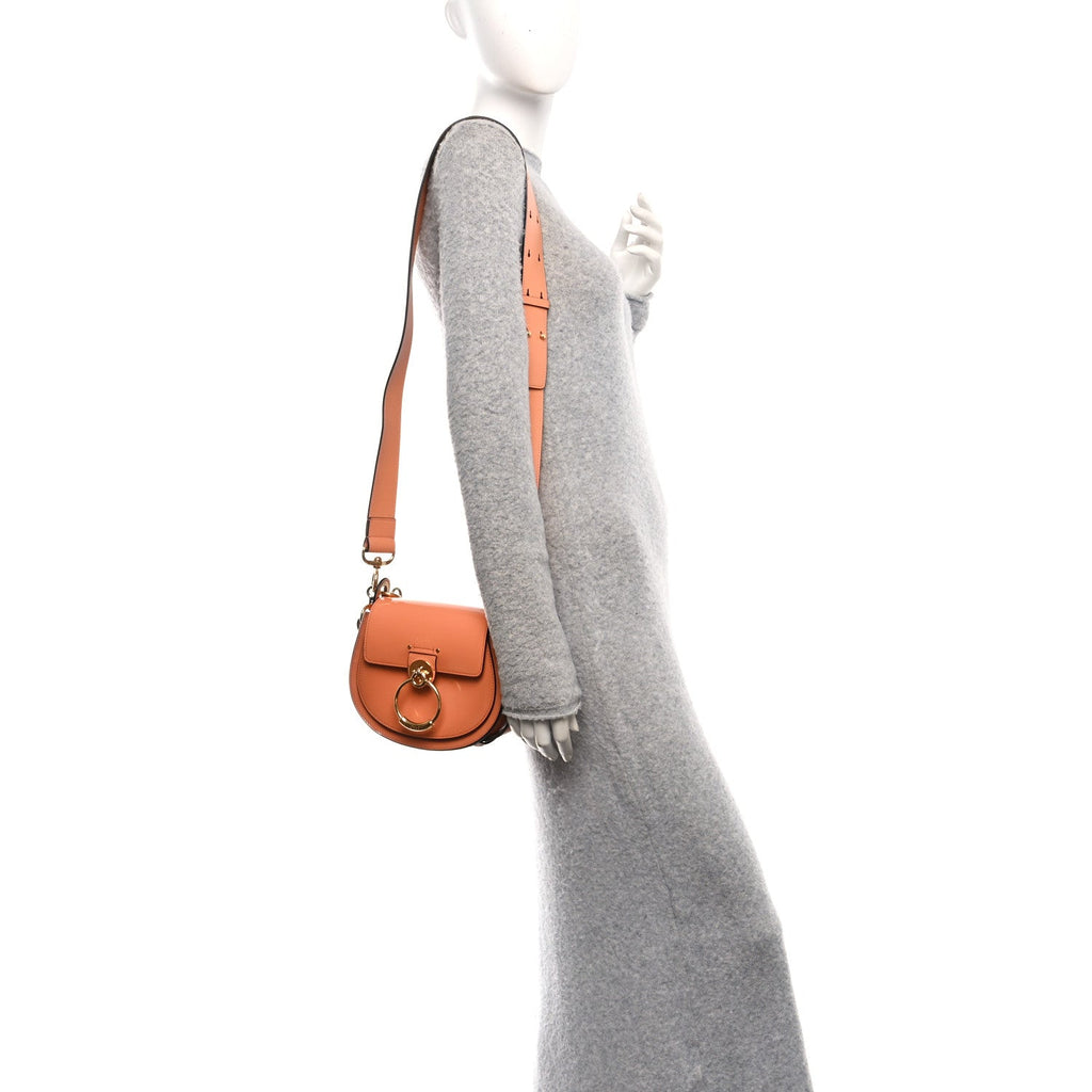 Patent Calfskin Small Tess Bag Canyon Sunset