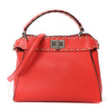 Vitello Granato Camoscio Selleria Macro Stitchings Mini Peekaboo I SEE U Satchel Tullipano