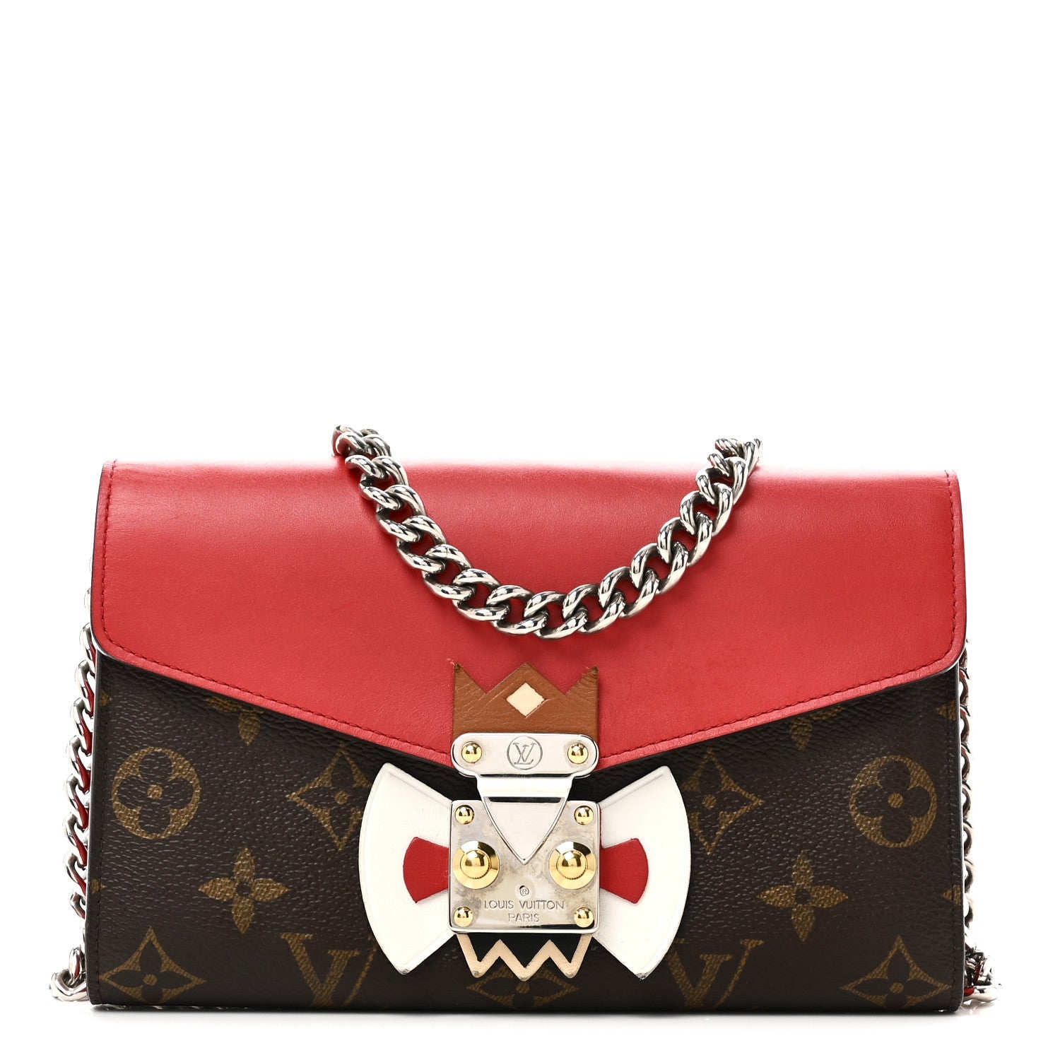 Monogram Tribal Mask Chain Wallet Rouge