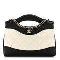 Shiny Crumpled Calfskin Quilted Nano 31 Shopping Bag White Black