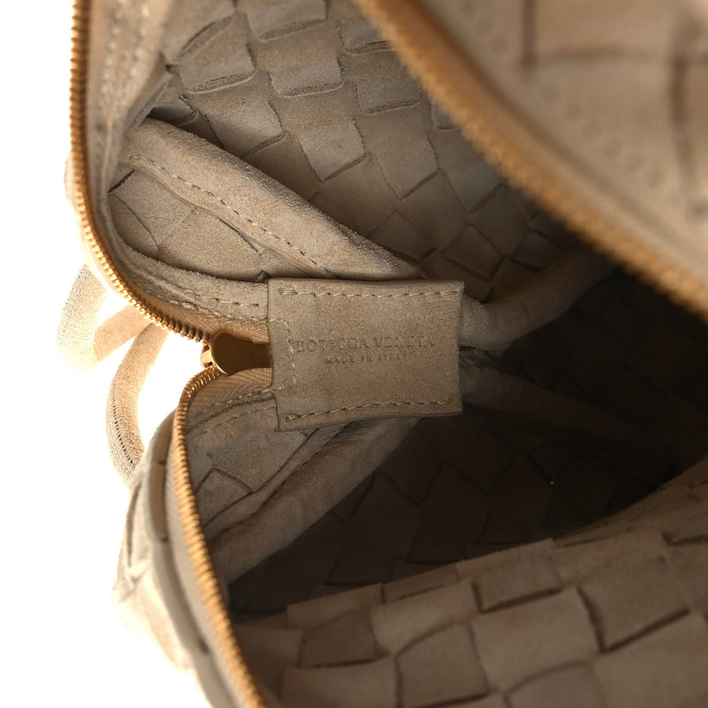 Suede Intrecciato Small Loop Camera Bag Sand