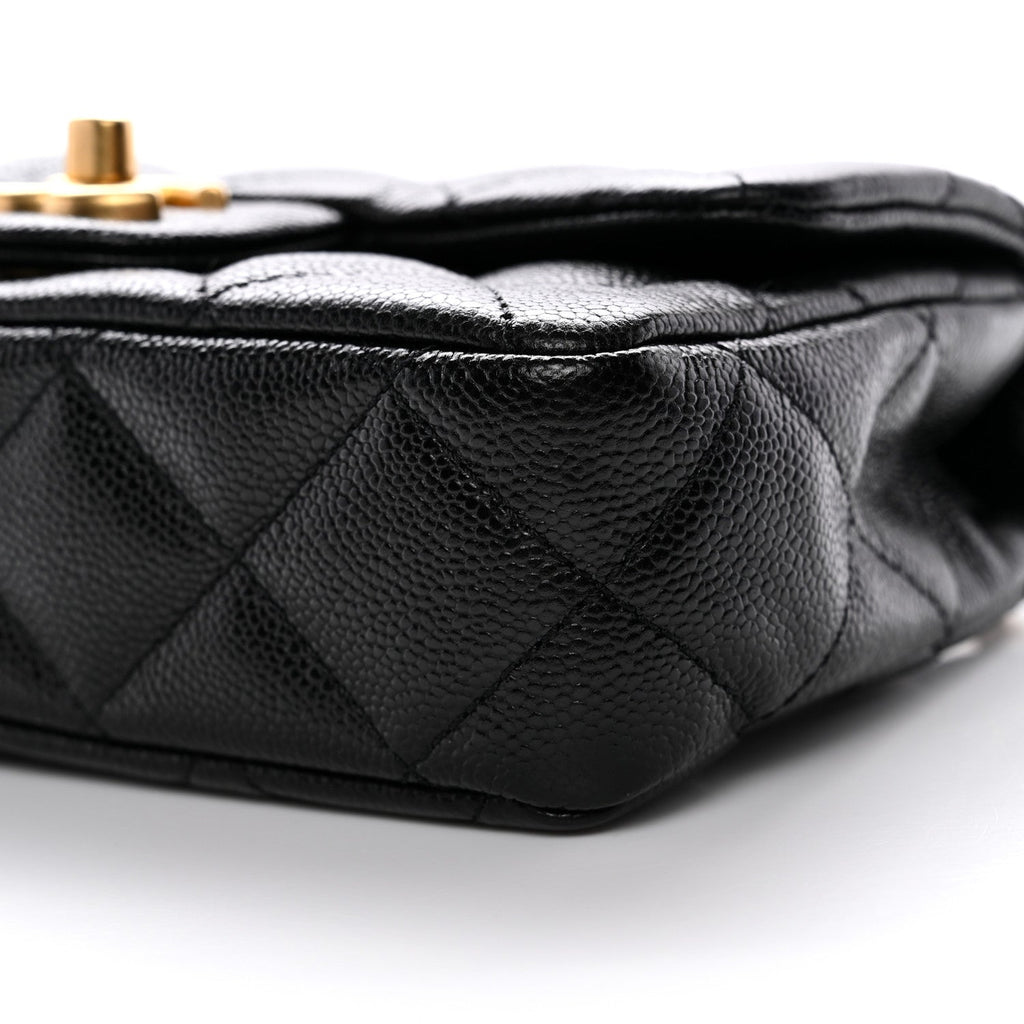 Caviar Quilted Mini Sweetheart Rectangular Flap Black