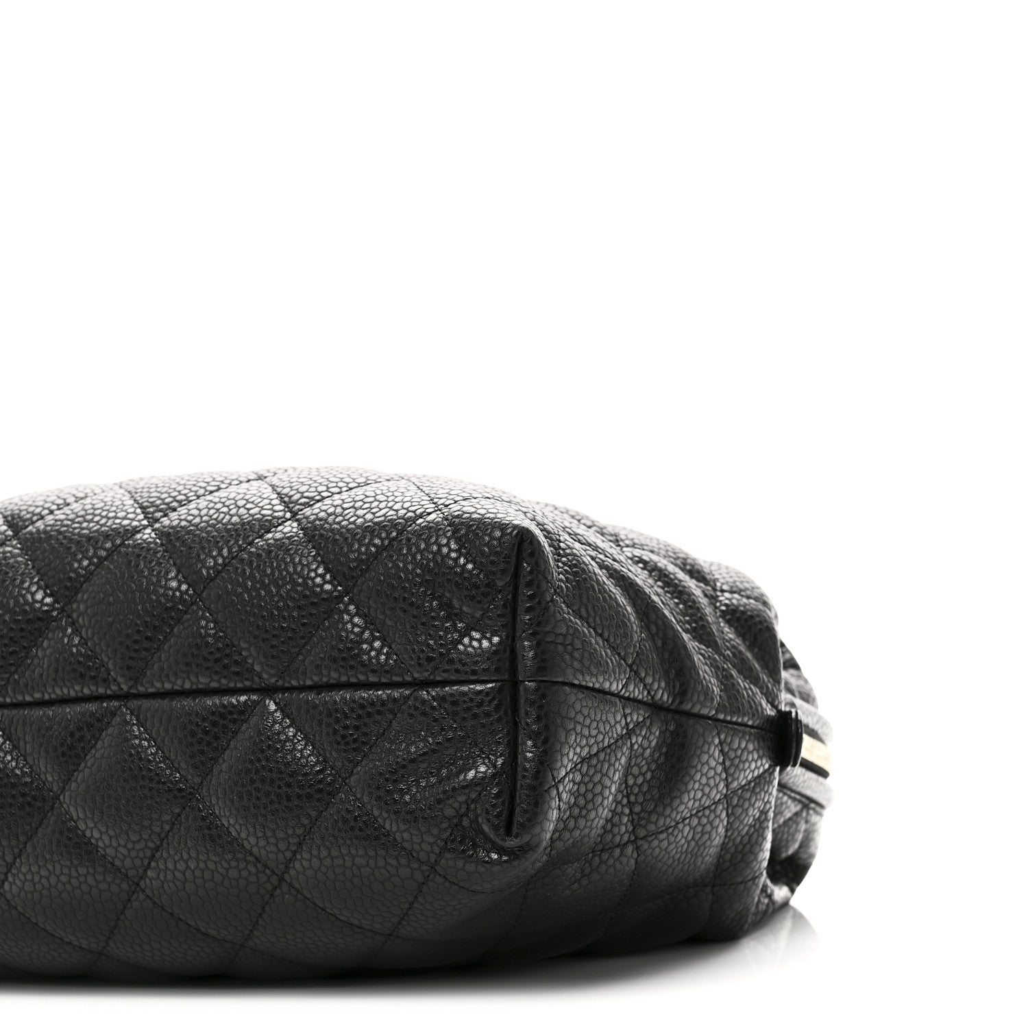 Shiny Caviar Quilted Large Bowling Bag Black