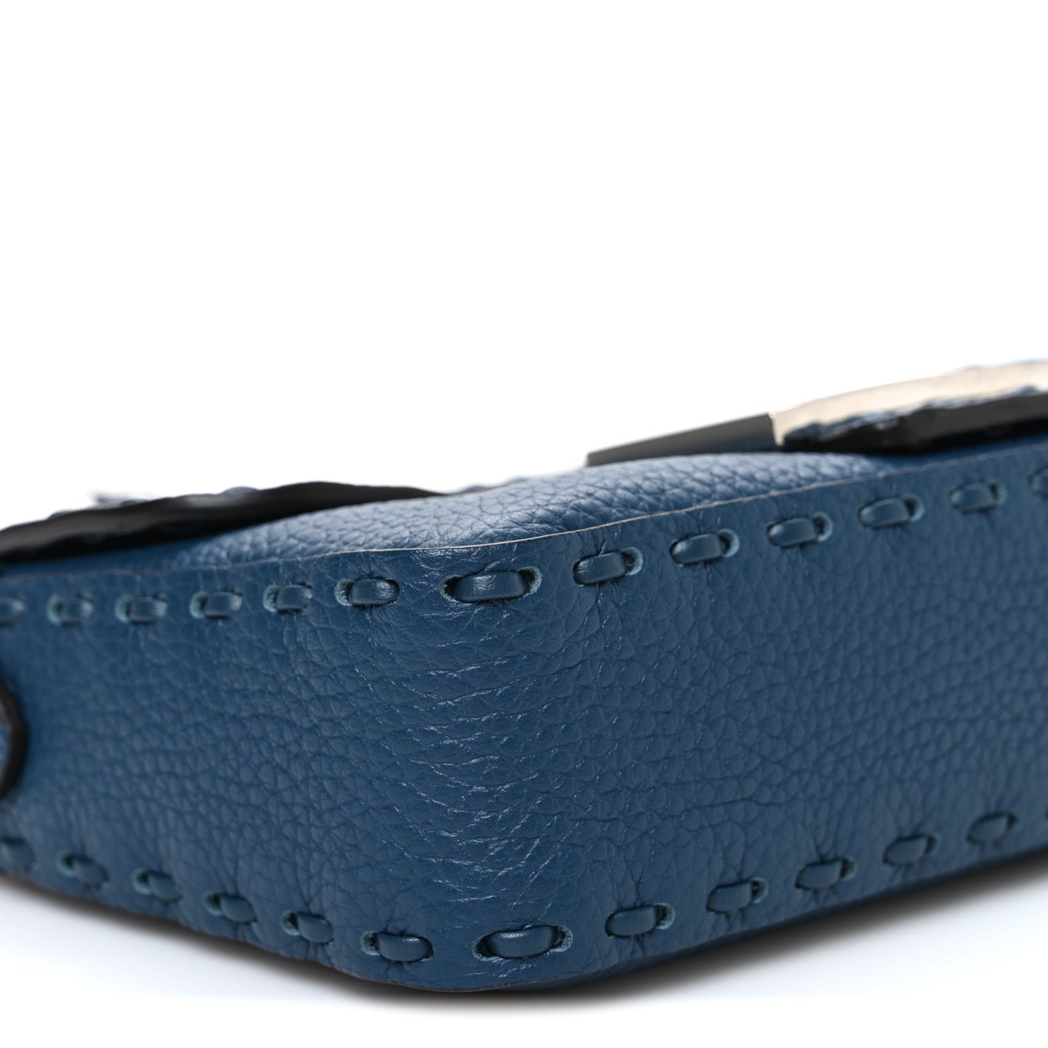 Cuoio Roma Sellerissima Nappa Sintetica Tape Stitch Mini Baguette Placca Argento