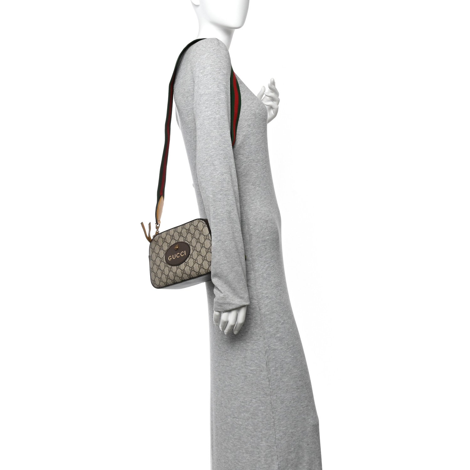 GG Supreme Monogram Web Neo Vintage Shoulder Bag Beige New Acero Crop