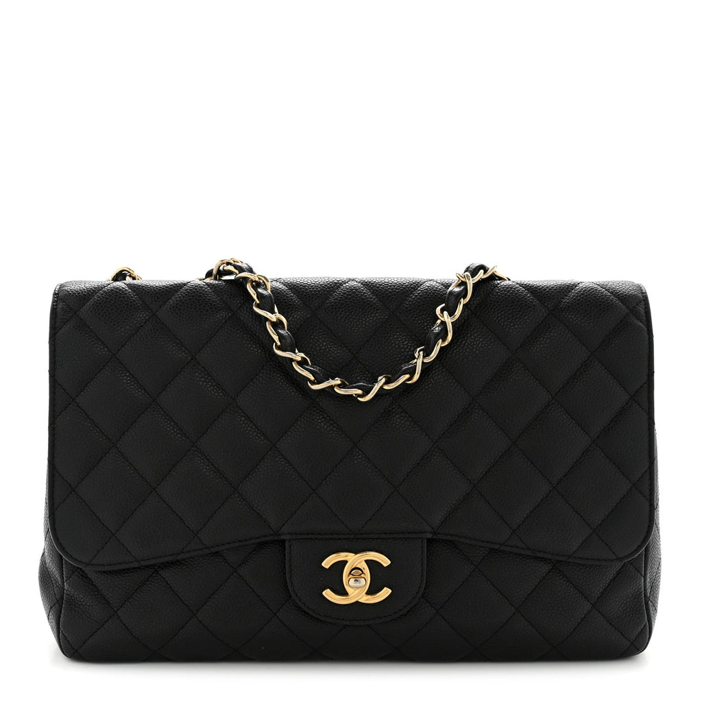 Caviar Quilted Jumbo Single Flap Black