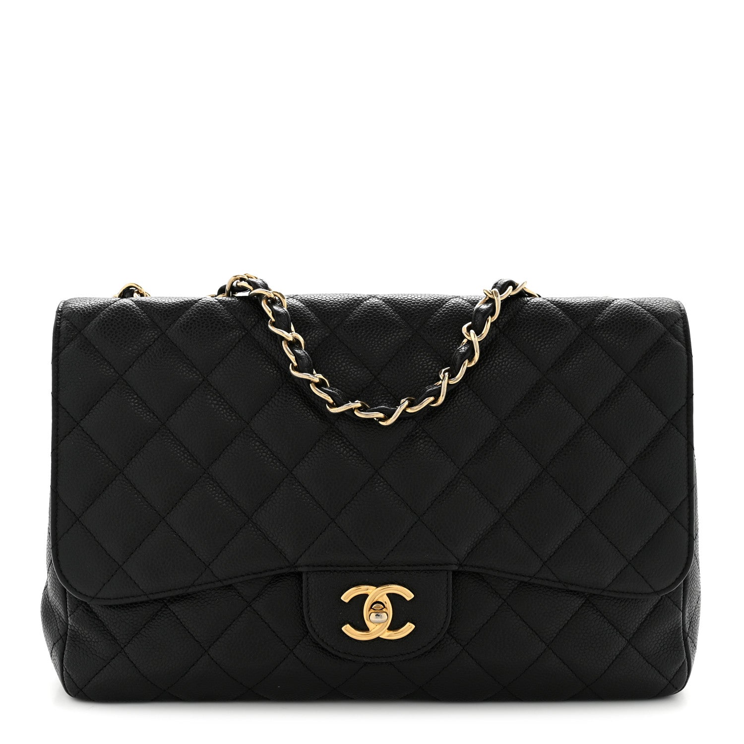 Caviar Quilted Jumbo Single Flap Black