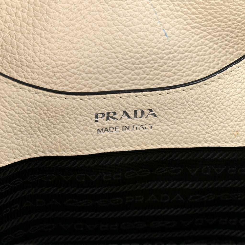 Vitello Daino Soft Medium Zippered Top Handle Bag White