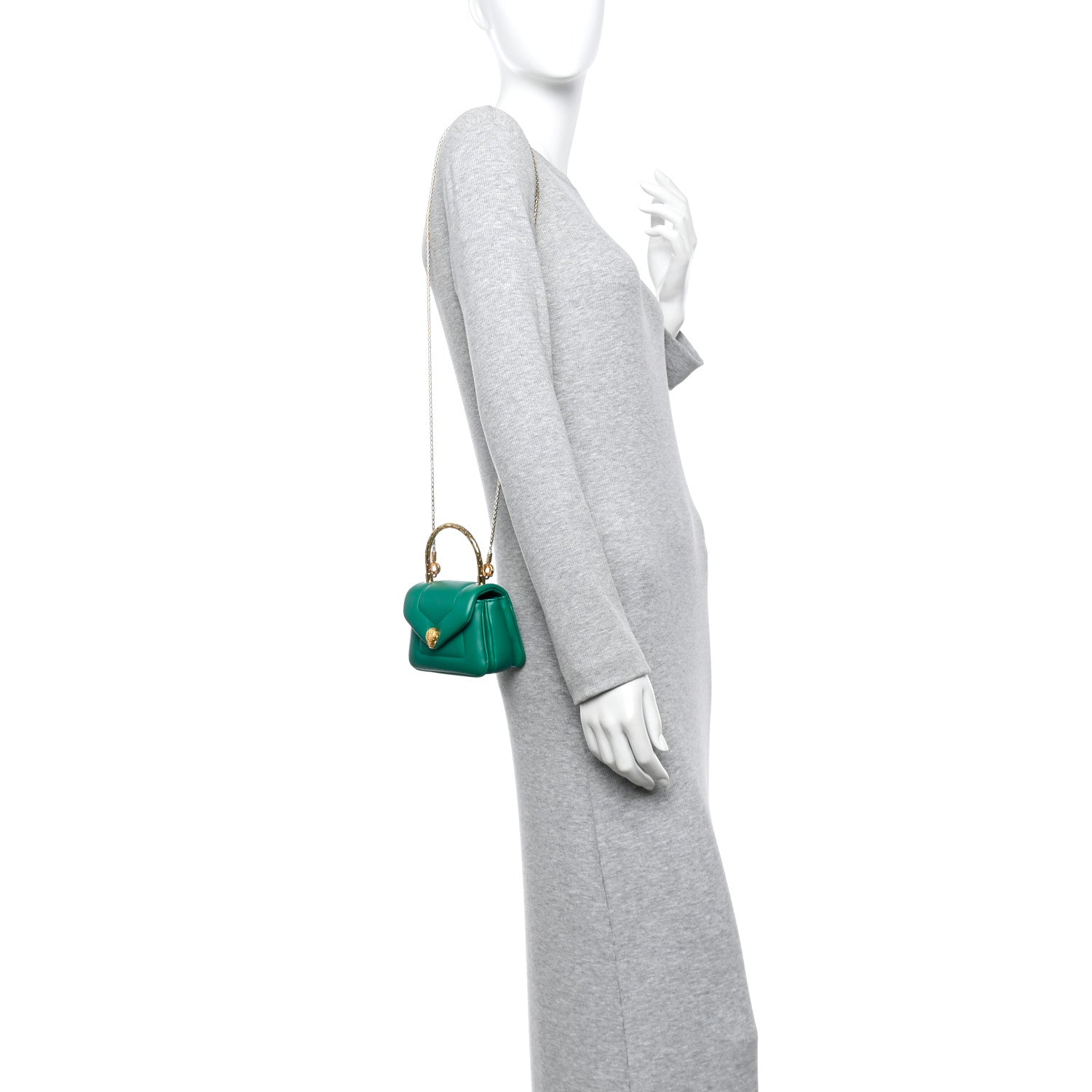 Calfskin Micro Serpenti Reverse Top Handle Emerald Green