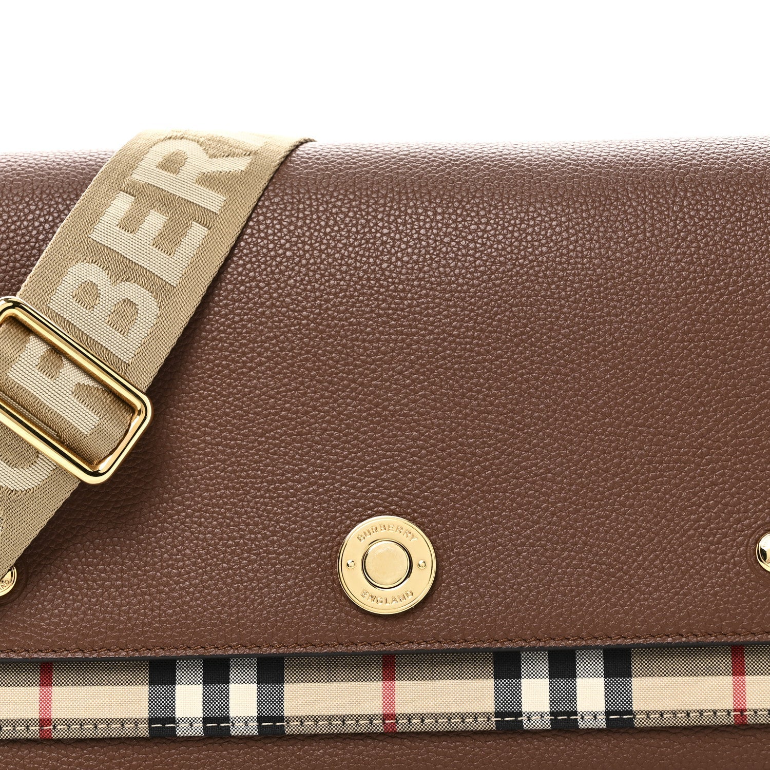 Calfskin Vintage Check Note Crossbody Bag Tan
