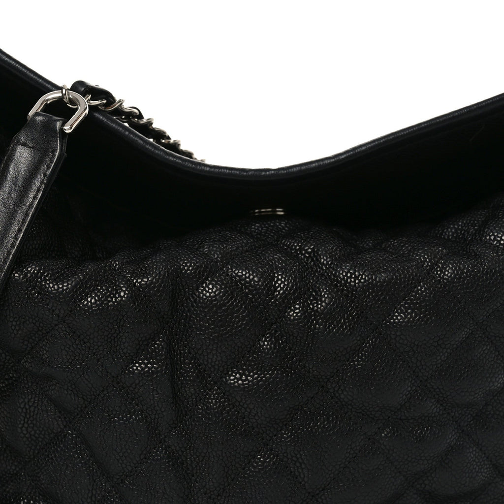 Caviar Quilted French Riviera Hobo Black