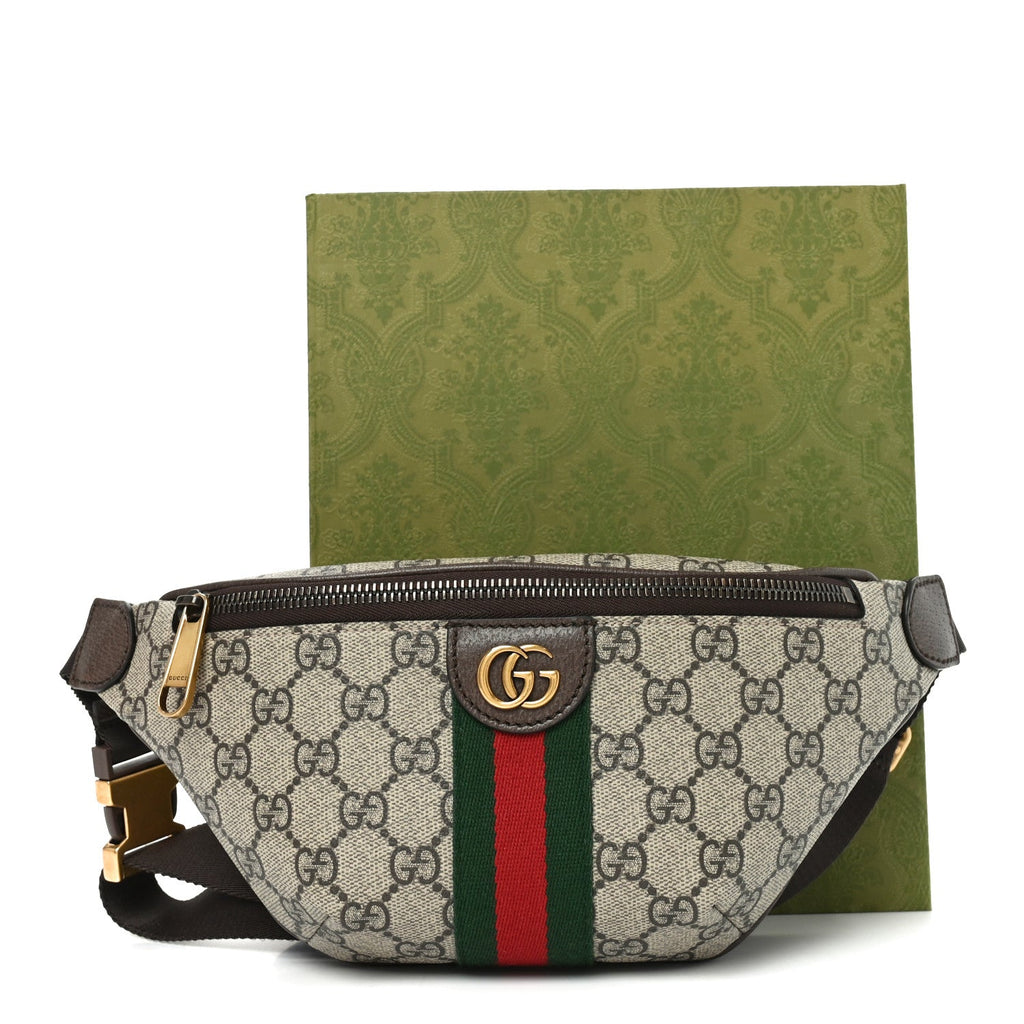 GG Supreme Monogram Web Small Ophidia Belt Bag Beige Ebony New Acero