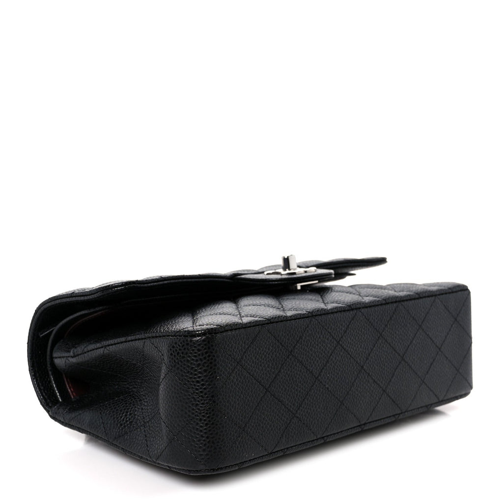 Caviar Quilted Small Double Flap Black