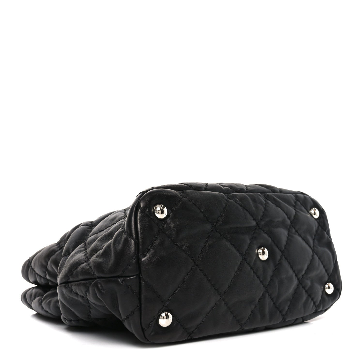 Calfskin Contrast Stitch Tote Black