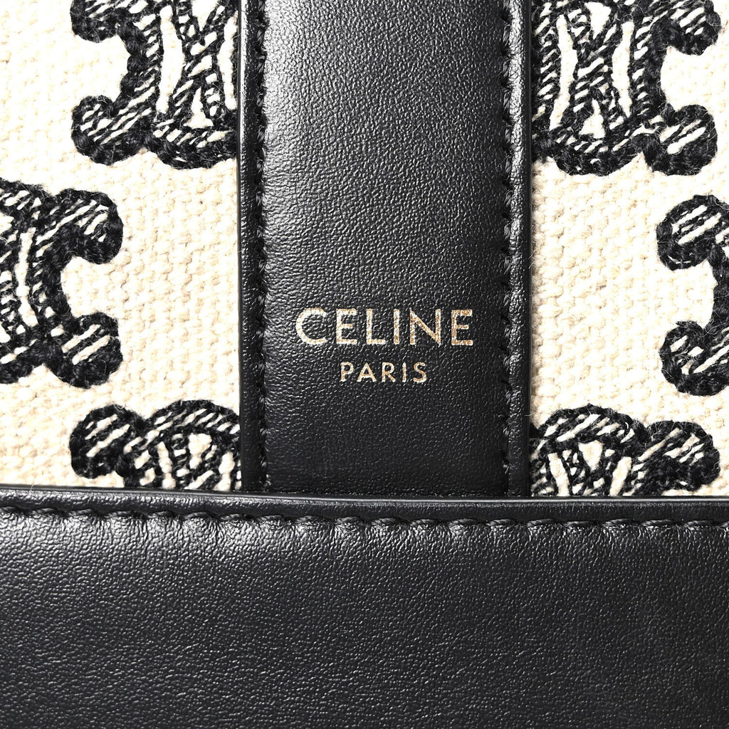 Canvas Calfskin Triomphe Embroidered Small Bucket Bag