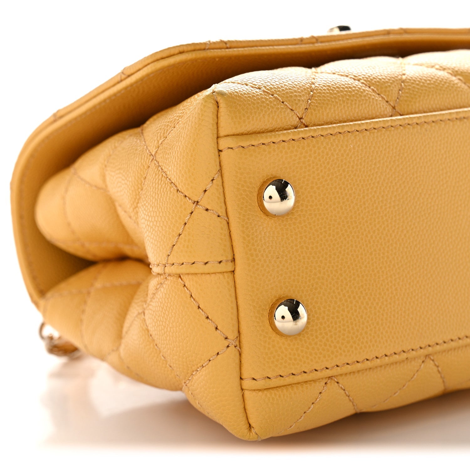 Caviar Lizard Embossed Quilted Extra Mini Coco Handle Flap Yellow