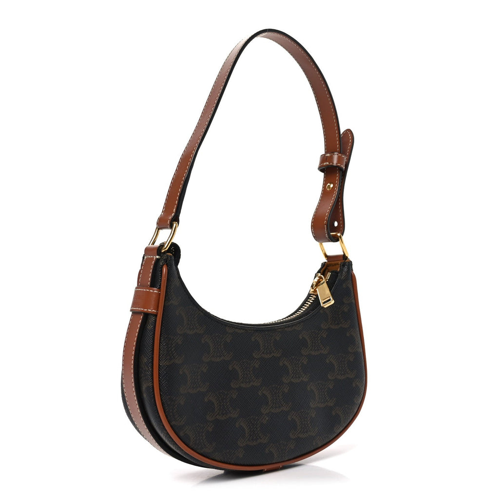 Canvas Calfskin Mini Ava Triomphe Shoulder Bag Tan