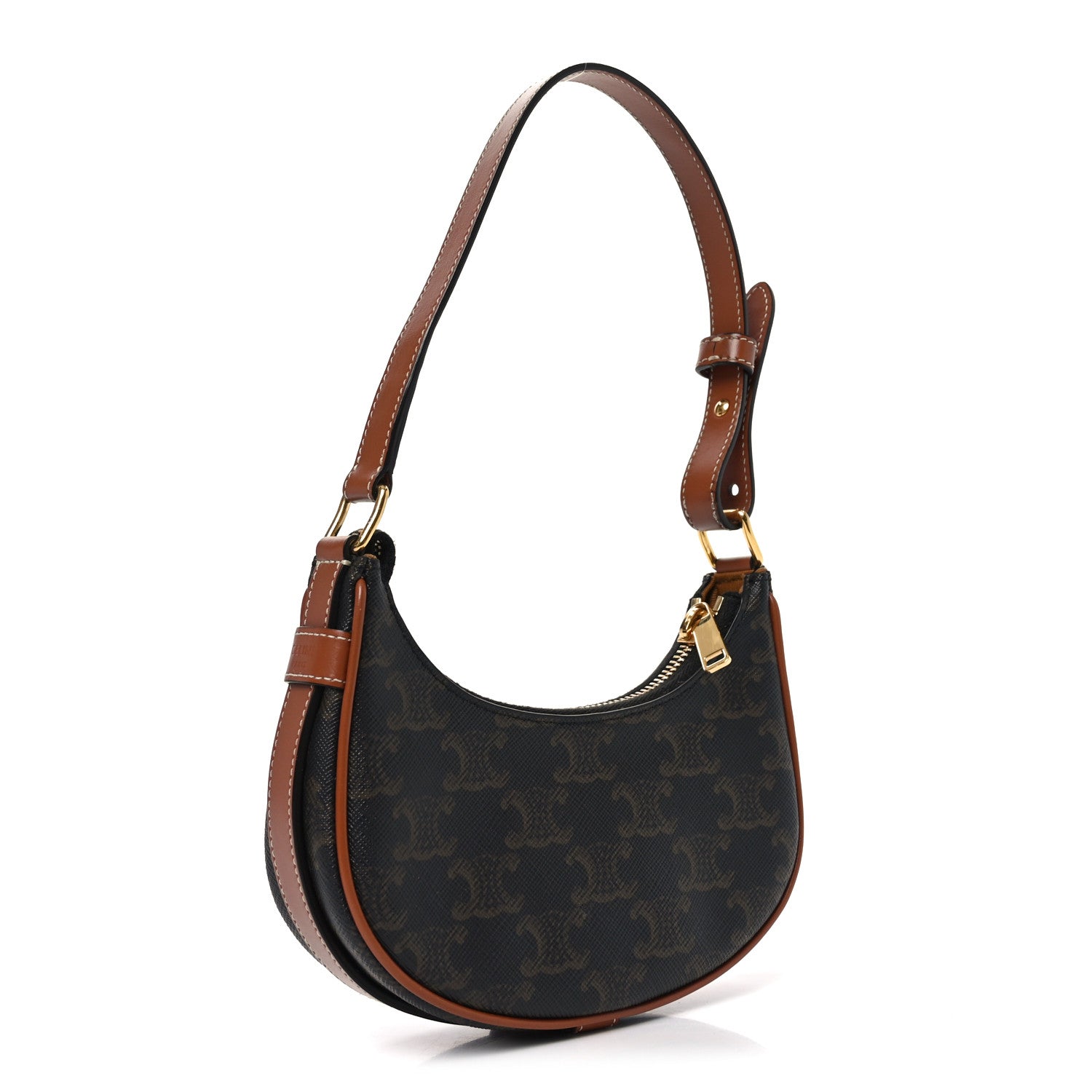 Canvas Calfskin Mini Ava Triomphe Shoulder Bag Tan