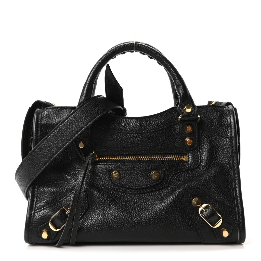 Agneau Classic Gold Hardware Mini City Black