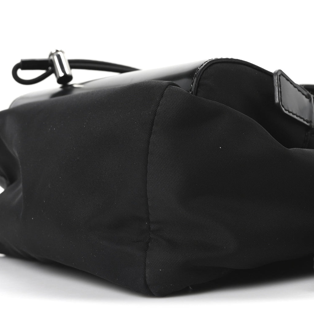 Nylon Brushed Calfskin Mini Sling Backpack  Black