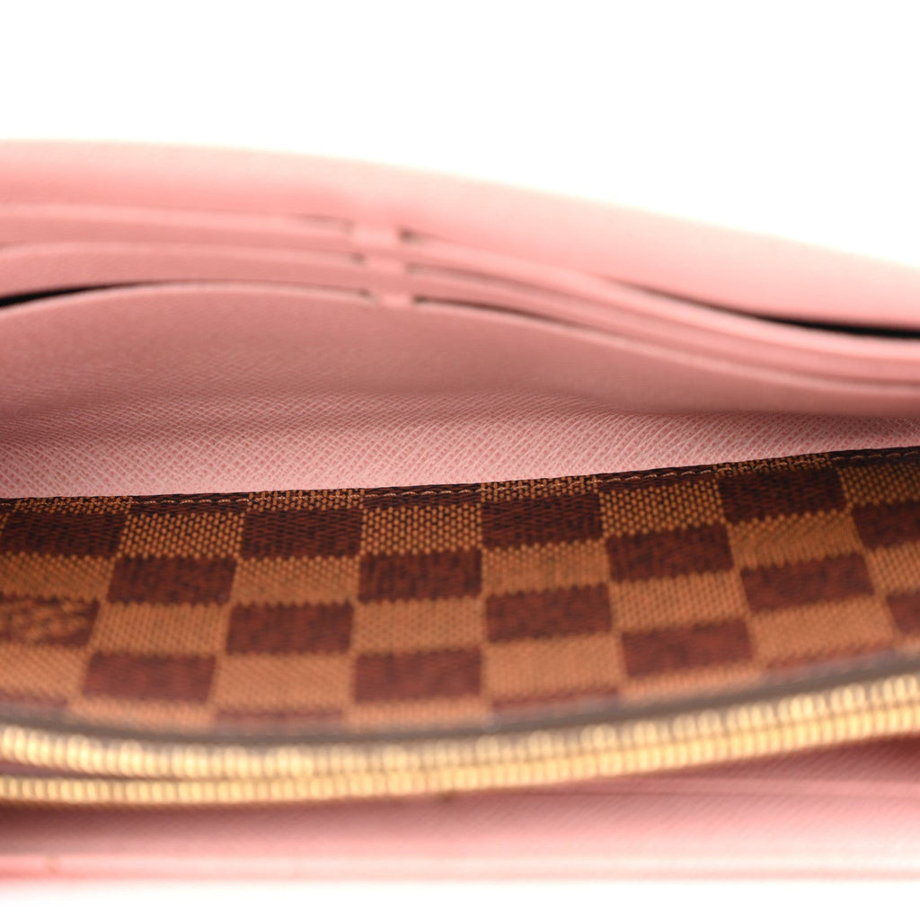 Damier Ebene Studded Sarah Wallet NM Rose Ballerine