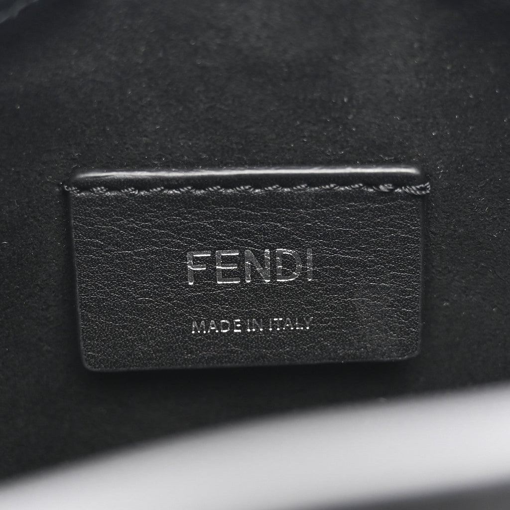 Vitello King F is Fendi Logo Embossed Mini Mon Tresor Bucket Bag Black