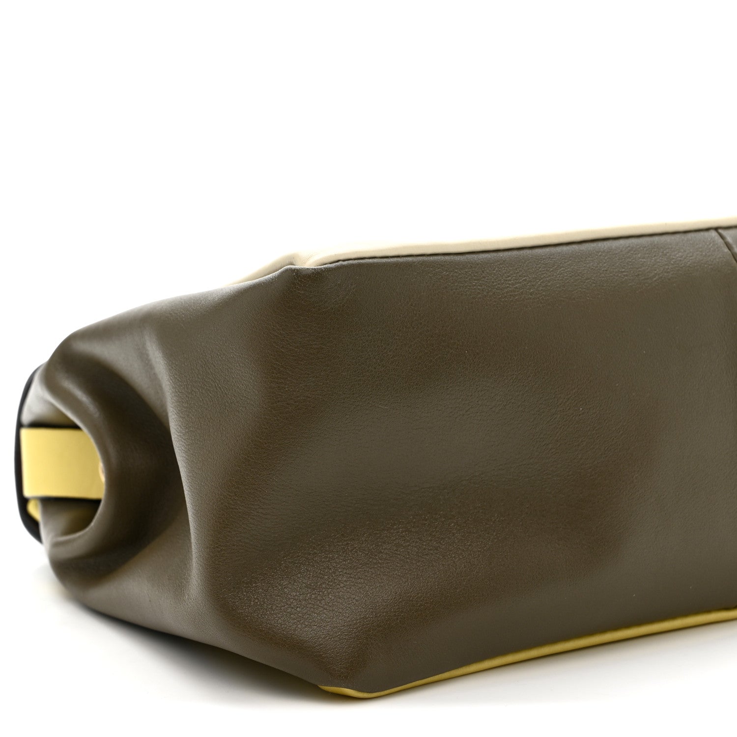 Calfskin Colorblock Mime Single Handle Bag Cream Burgundy Multicolor