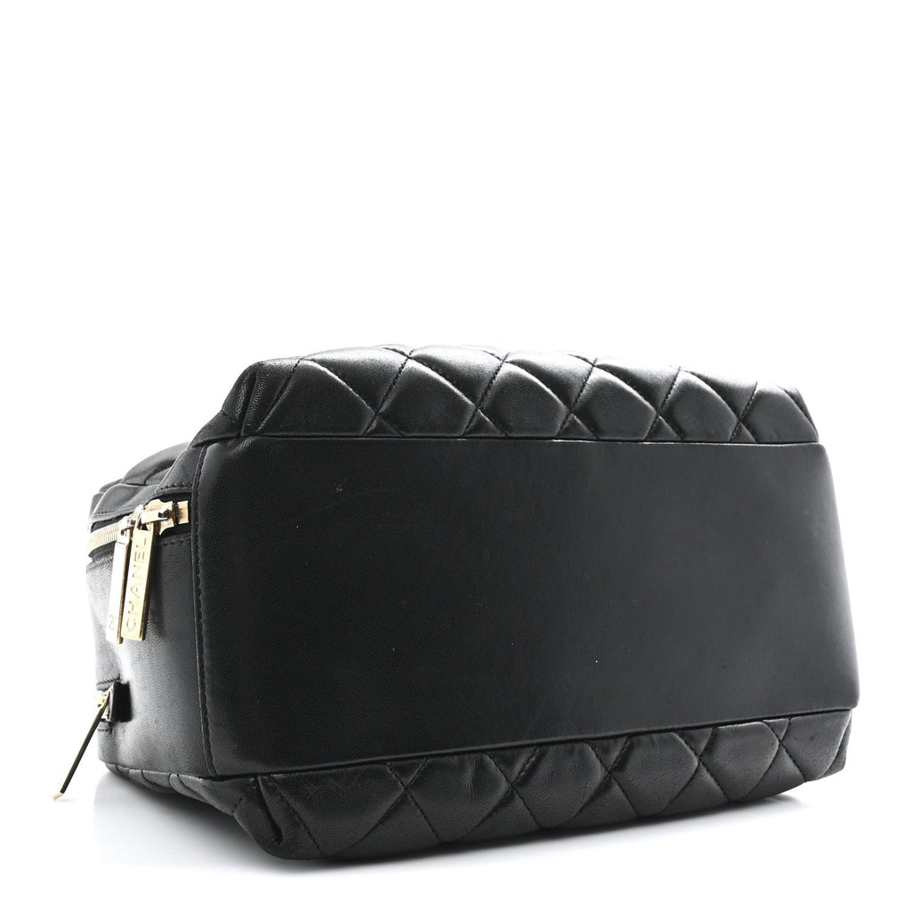 Lambskin Quilted Medium Trendy CC Bowling Bag Black